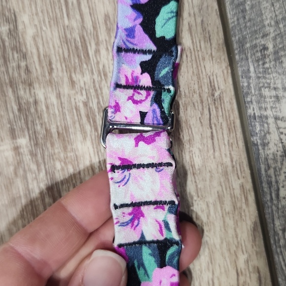 Victoria Secret Swim Bikini Top Small‎ Floral Pink Purple Black Rhinestone Bling - Picture 5 of 9